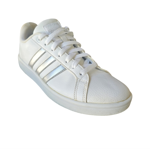 Adidas Grand Court White and Silver Sneakers with Memory Foam Insole -- Size 7 - Picture 1 of 9